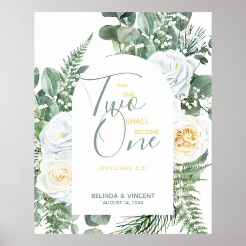 Two Shall Become One Bible Verse Wedding Poster