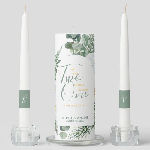 Two Shall Become One Bible Verse Wedding Unity Can Unity Candle Set