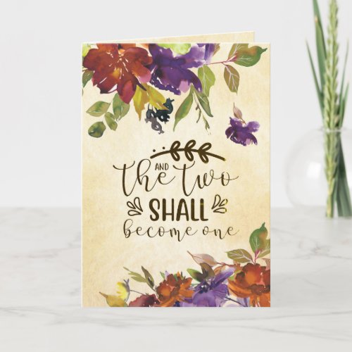 Two shall become One Bible Wedding Congratulations Card