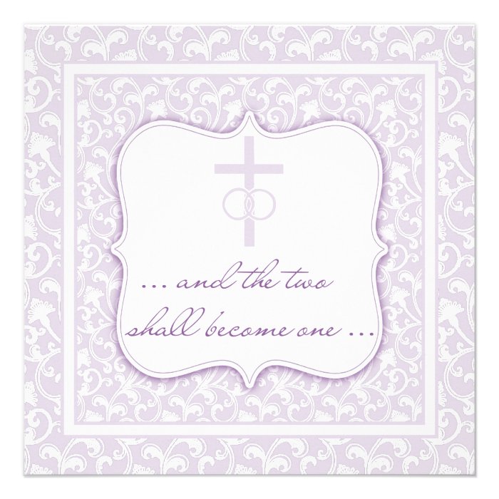 Two Shall Become One Christian Wedding Lavender Invitation