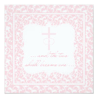 Two Shall Become One Christian Wedding Pink Card