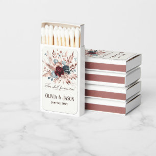 Two shall become one custom wedding floral matchboxes