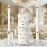 Two Shall Become One Gold Frills on White Elegant