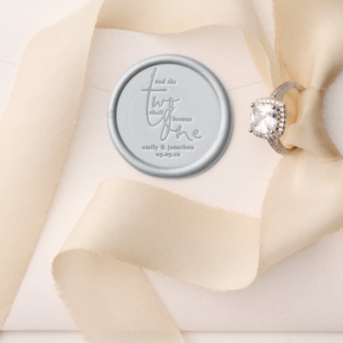 Two Shall Become One Names Wedding Date Wax Seal Stamp