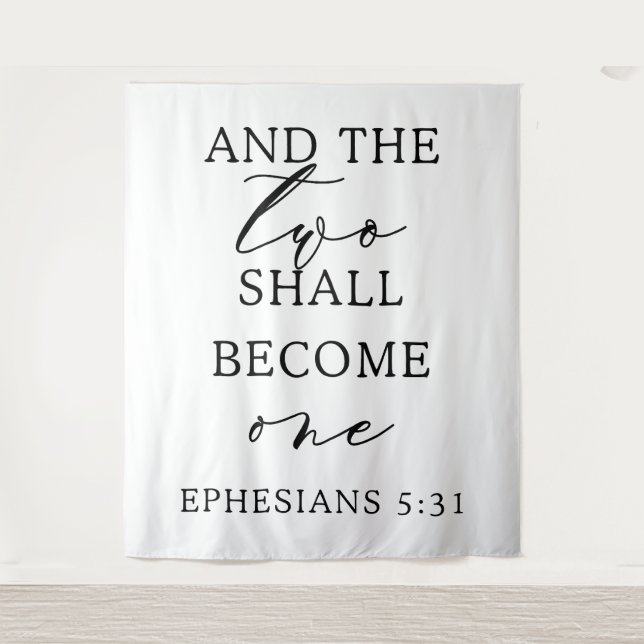 Two Shall Become One Wedding Tapestry Banner (Front)