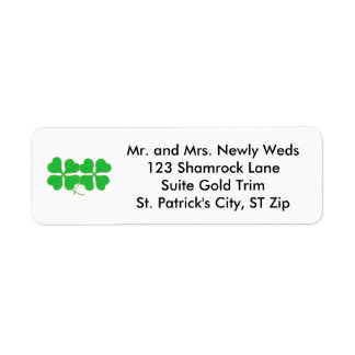 Two Shamrocks Trimmed in Gold Address Labels