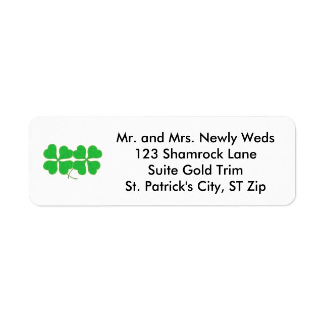 Two Shamrocks Trimmed in Gold Address Labels (Front)