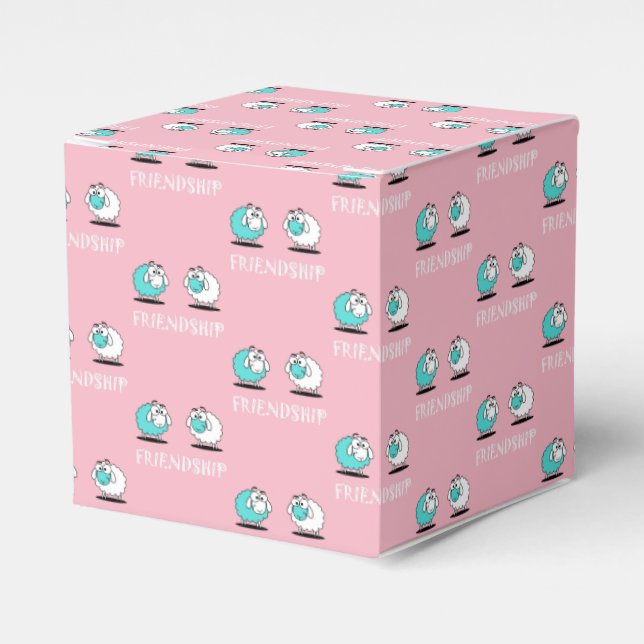 Two Sheep Friendship Funky Gift Favor Paper Box (Front Side)