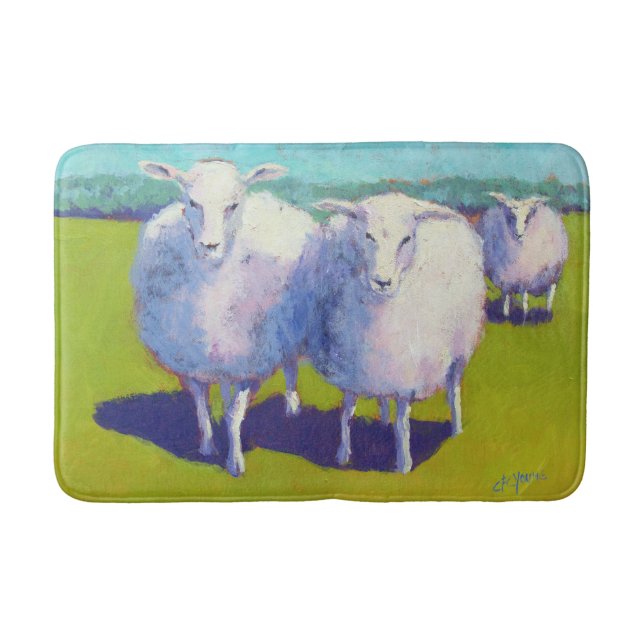 Two Sheep In Field Bathroom Mat (Front)