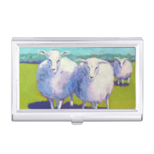 Two Sheep In Field Case For Business Cards