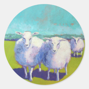 Two Sheep In Field Classic Round Sticker