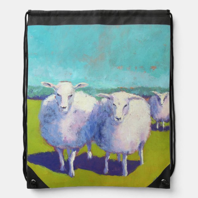 Two Sheep In Field Drawstring Bag (Front)