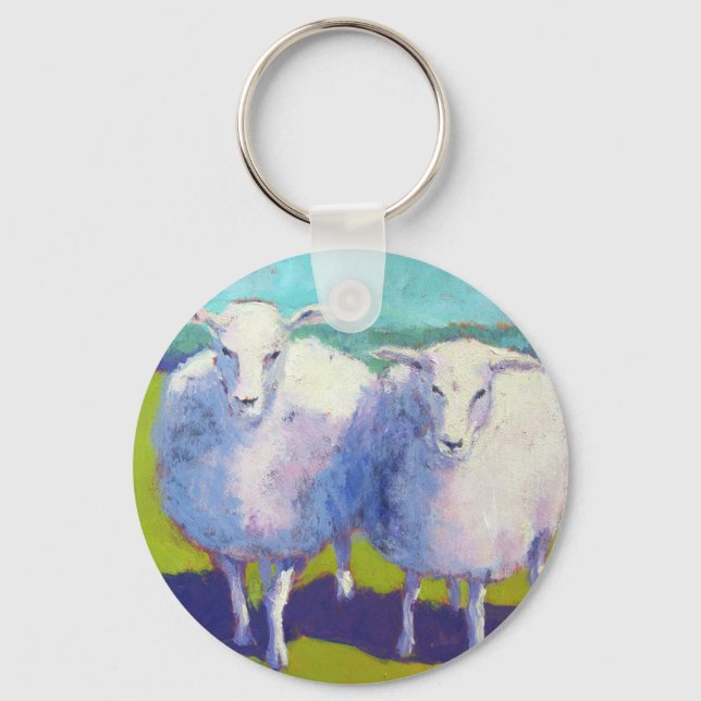 Two Sheep In Field Keychain (Front)