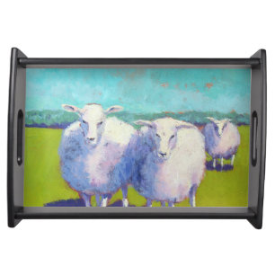Two Sheep In Field Serving Tray