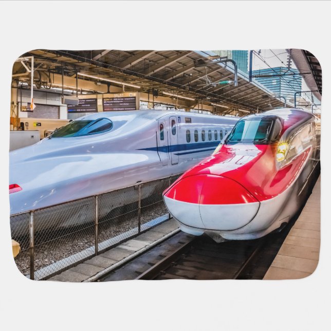 Two Shinkansen at the Tokyo Station Baby Blanket (Horizontal)
