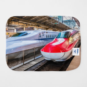 Two Shinkansen at the Tokyo Station Baby Burp Cloth