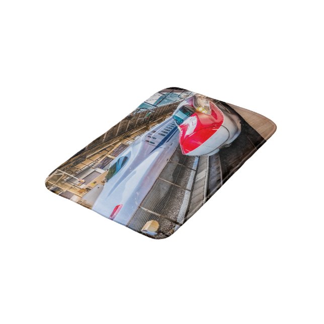 Two Shinkansen at the Tokyo Station Bath Mat (Angled)
