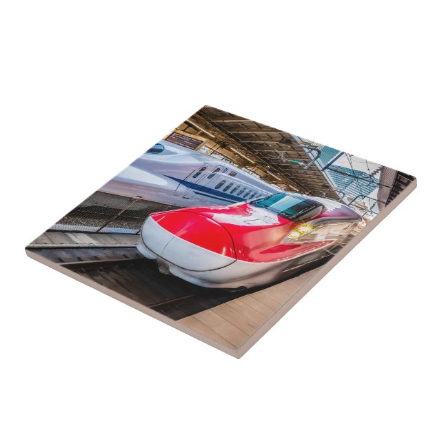 Two Shinkansen at the Tokyo Station Ceramic Tile (Side)