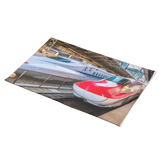 Two Shinkansen at the Tokyo Station Cloth Placemat (On Table)