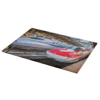Two Shinkansen at the Tokyo Station Cutting Board