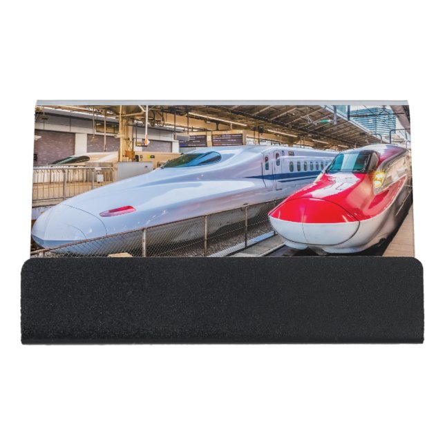 Two Shinkansen at the Tokyo Station Desk Business Card Holder (Front)