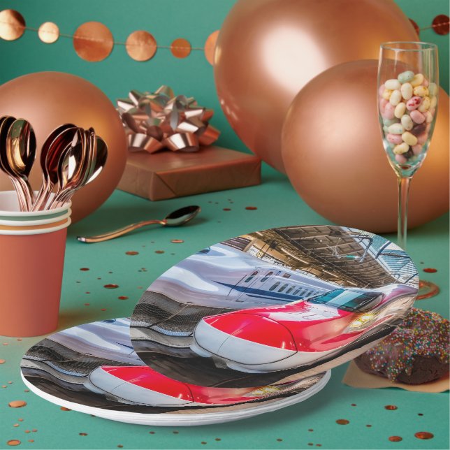 Two Shinkansen at the Tokyo Station Paper Plates (Multi)