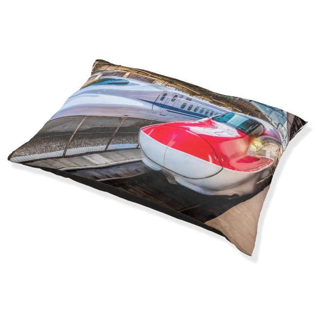 Two Shinkansen at the Tokyo Station Pet Bed (Angled)