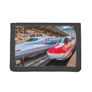 Two Shinkansen at the Tokyo Station Tri-fold Wallet