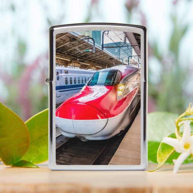 Two Shinkansen at the Tokyo Station Zippo Lighter (On Table)