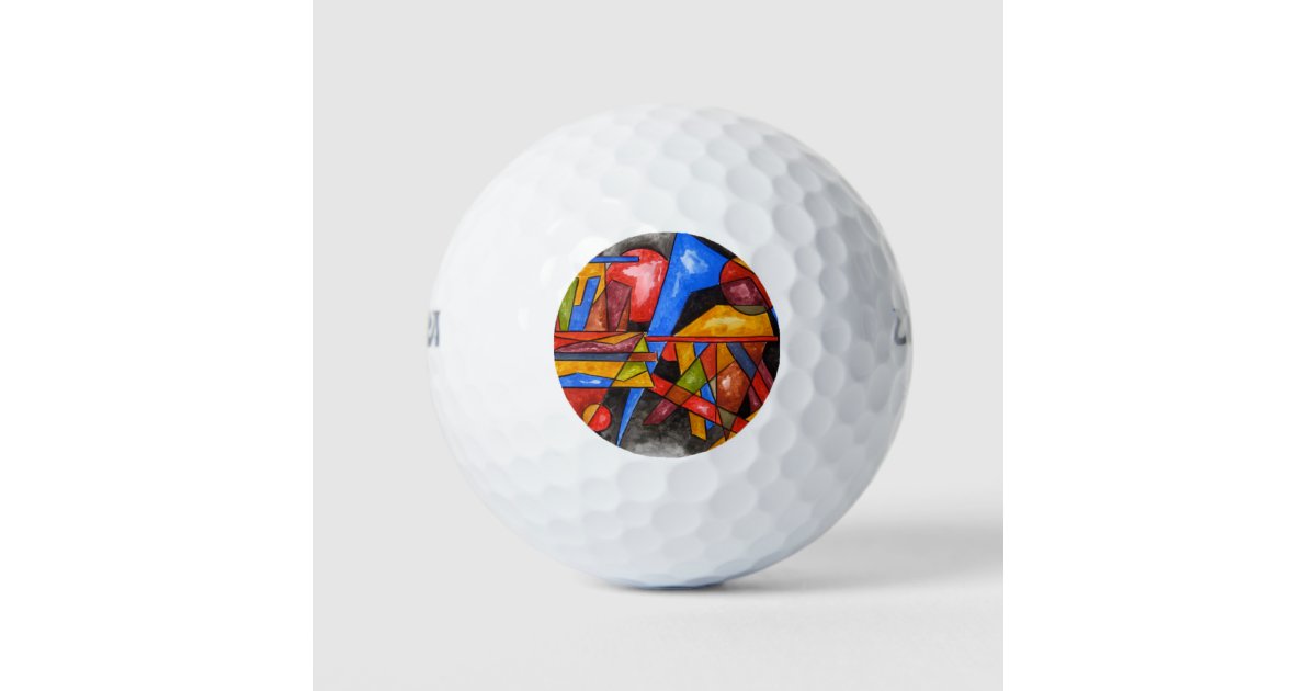 Two Ships Hand Painted Abstract Art Geometric Golf Balls Zazzle Com