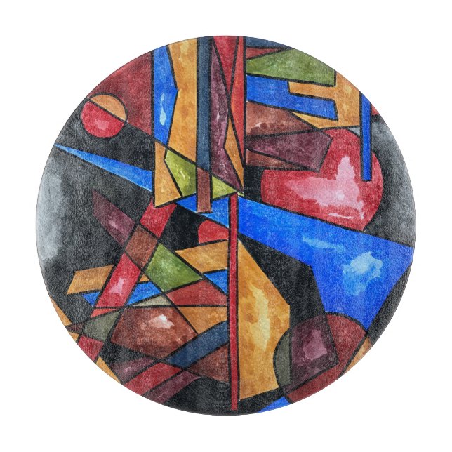 Two Ships-Modern Bauhaus Geometric Art Cutting Board (Front)