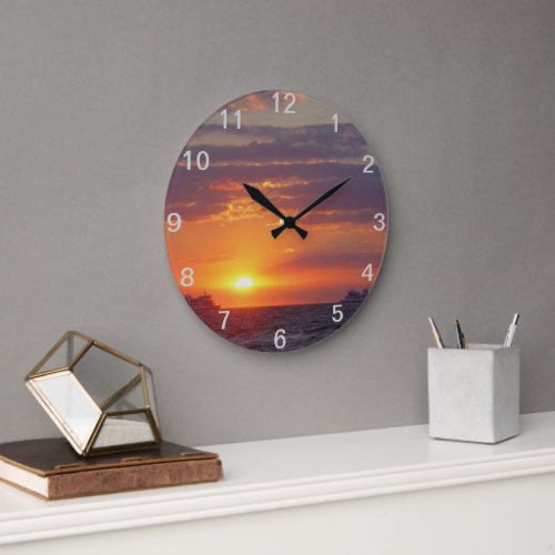 Two Ships Passing at Sundown Numbered Wall Clock