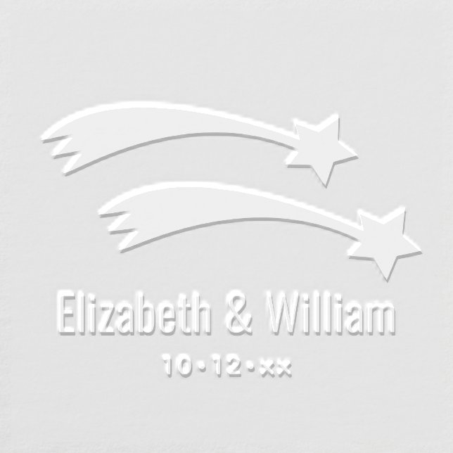 Two Shooting Stars Wish Lucky Star Couple Wedding Embosser (Design)