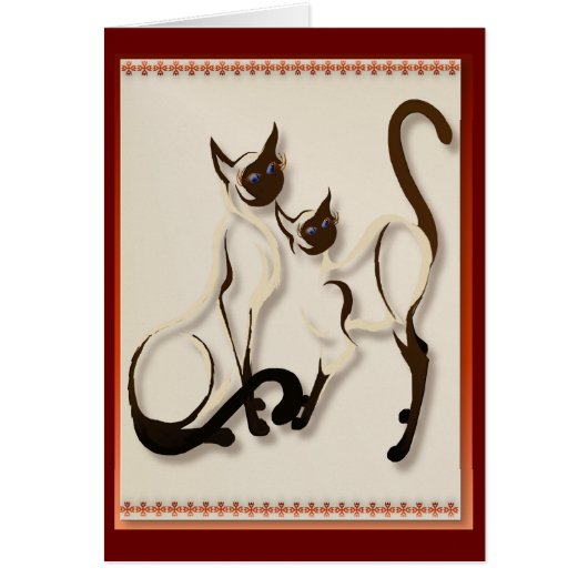 Two Siamese Cats Cards (Front)