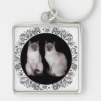 Two Siamese Cats Keychain