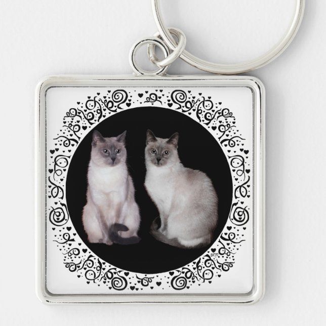 Two Siamese Cats Keychain (Front)