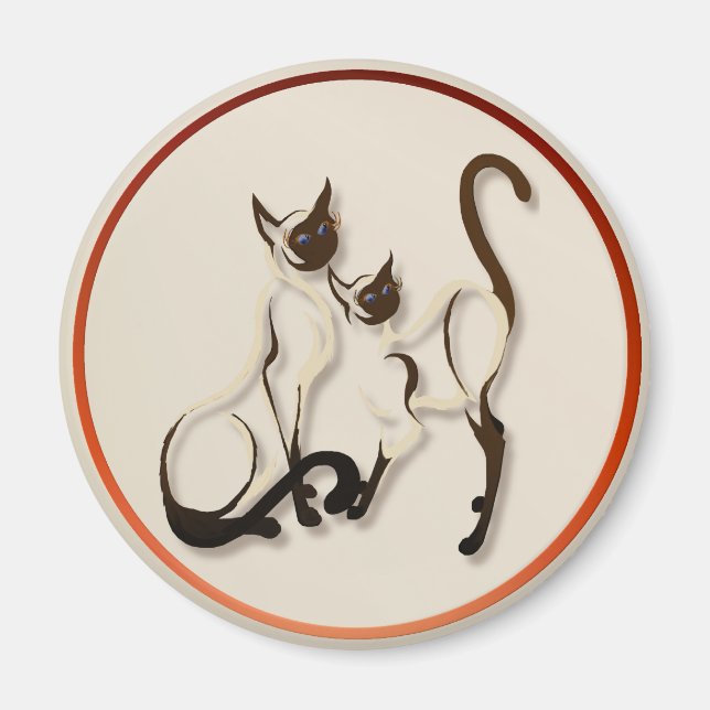 Two Siamese Cats  Magnets (Front)