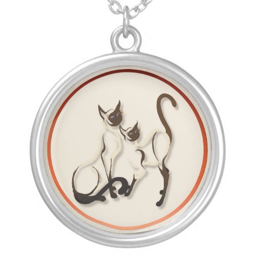 Two Siamese Cats  Necklace