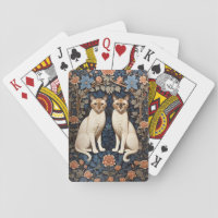 Two Siamese Cats William Morris Inspired  Playing Cards