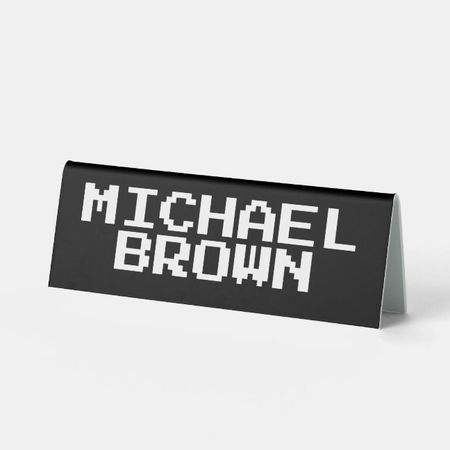 Two Side Black White Retro Pixel Typography Table Tent