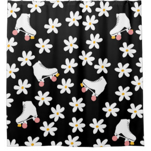 Two Side Roller Skates Floral Skater Gift Shower Curtain