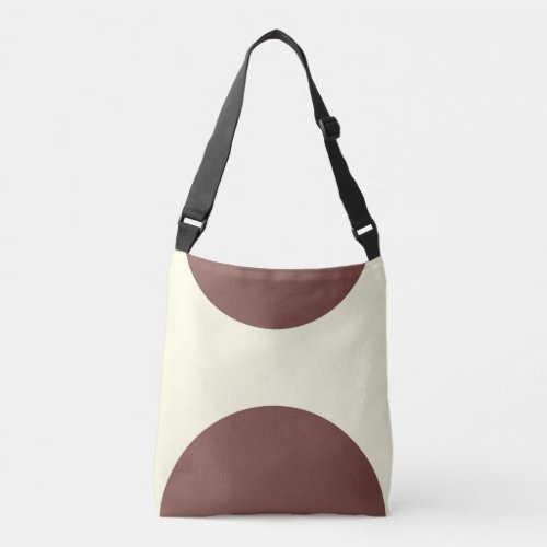 Two sided abstract art print brown on cream crossbody bag