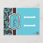 Two Sided Aqua and Brown Damask Table Number (Back)