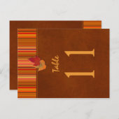 Two Sided Autumn Leaves and Stripes Table Number (Front/Back)