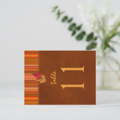 Two Sided Autumn Leaves and Stripes Table Number (Standing Front)