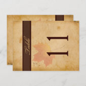 Two Sided Autumn Leaves on Aged Paper Table Number (Front/Back)