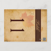 Two Sided Autumn Leaves on Aged Paper Table Number (Back)