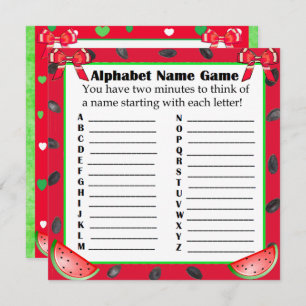 Two Sided Baby Shower Games Watermelon Themed Invitation