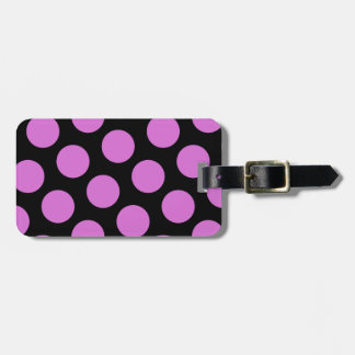 Two Sided Black and Orchid Polka Dots Luggage Tag