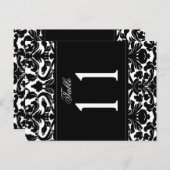 Two Sided Black and White Damask Table Number (Front/Back)